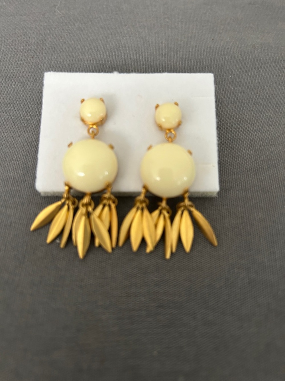 Spartina 449 Cream Drop Dangle Earrings with Gold Leaf Charms